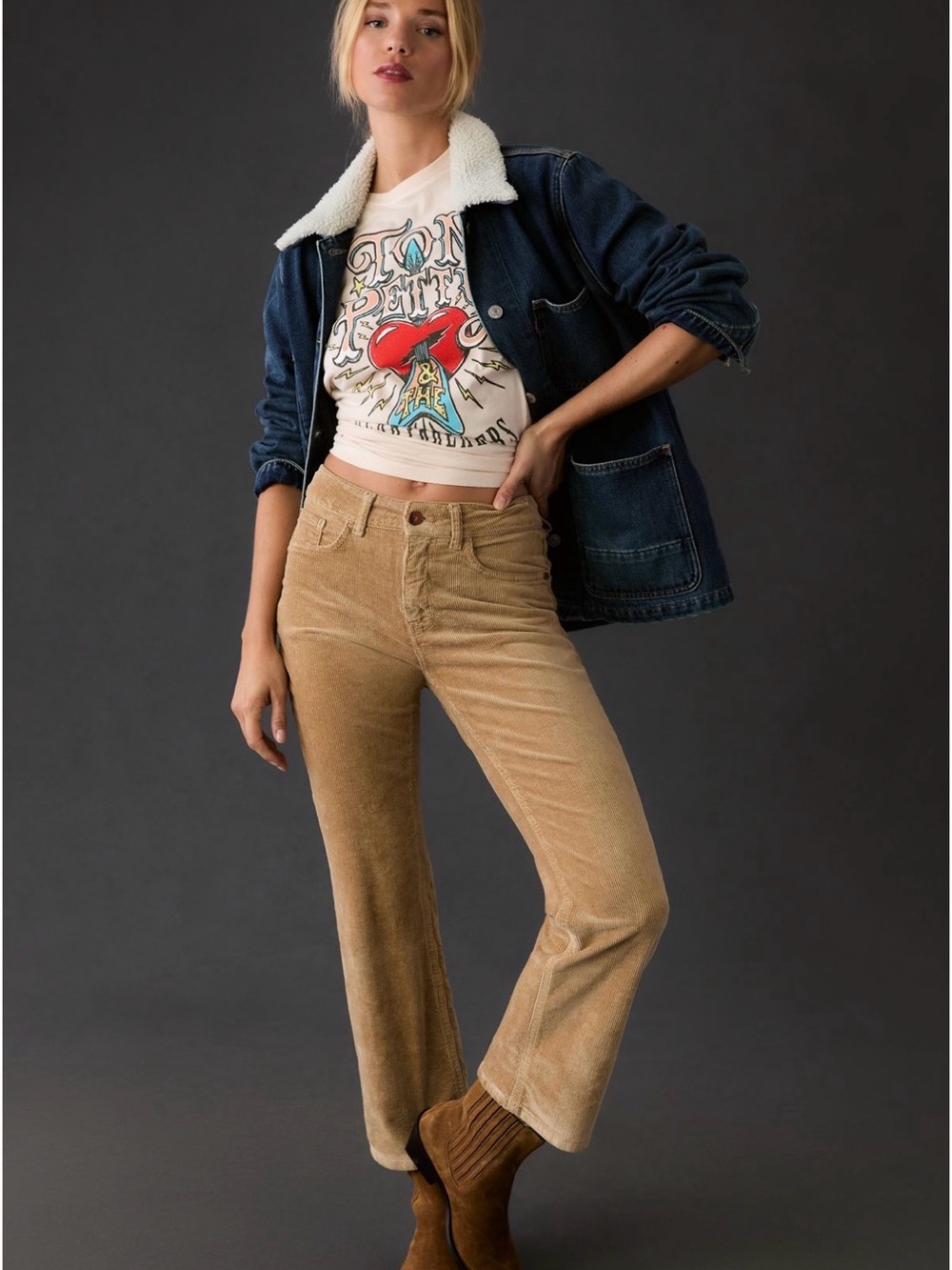 Anthropologie Pilcro Yaya Cropped Flare Tan Cords in Dune